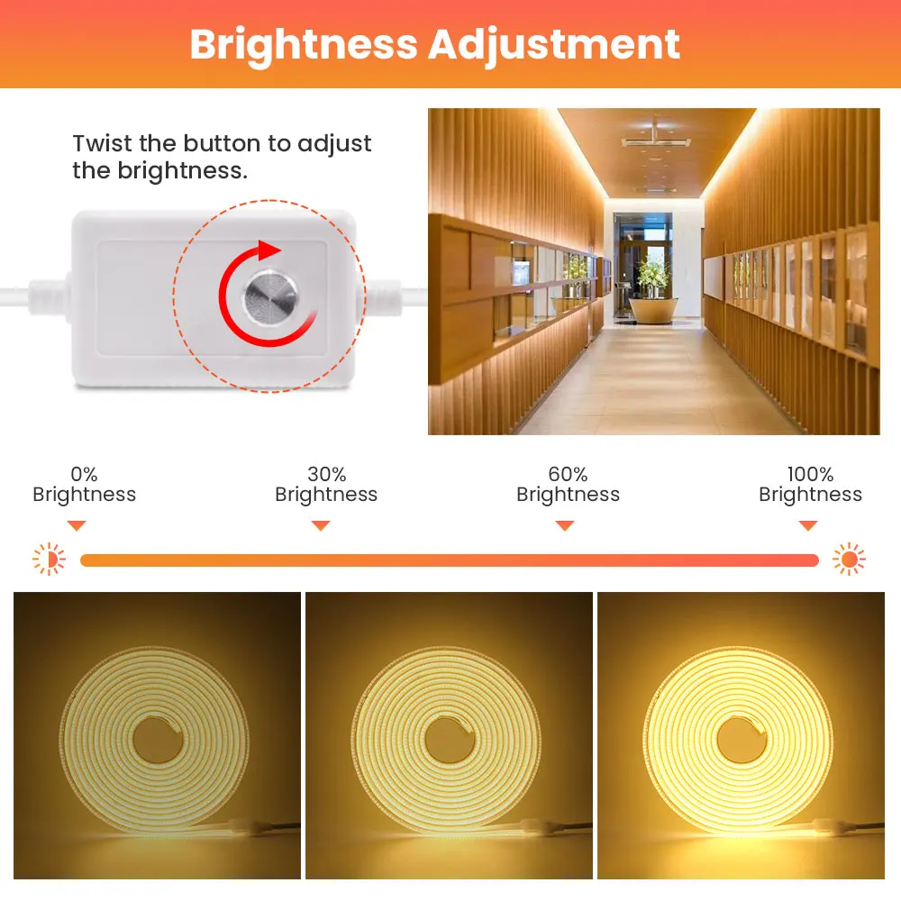 Bobina Tira LED COB Regulable 220V AC 320 LED/m Blanco Neutro IP65 a Medida