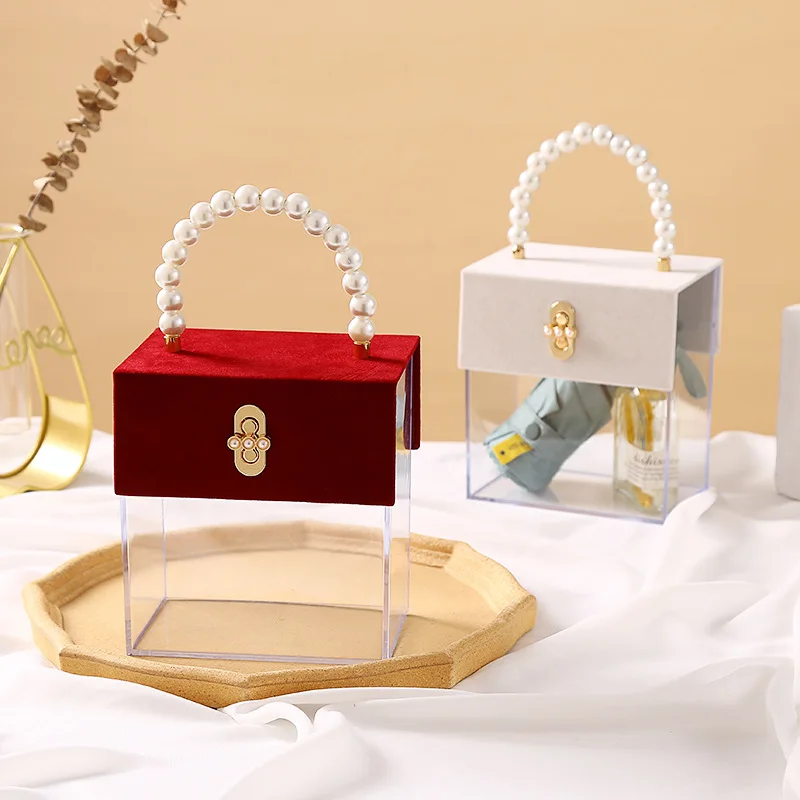 Luxury Acrylic Wedding Accompaniment Organizer Creative Handbag Cosmetic Organizer Holiday Gift Packaging Reuse Gift Boxes 5