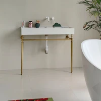 อ่างล้างหน้าแบบตั้งพื้นทรงเรียบง่าย พร้อมขาตั้งทองเหลือง อ่างเซรามิก ดีไซน์มินิมอล ขนาดใหญ่ หนาพิเศษ อุปกรณ์ห้องน้ำสำหรับใช้ในบ้าน 5