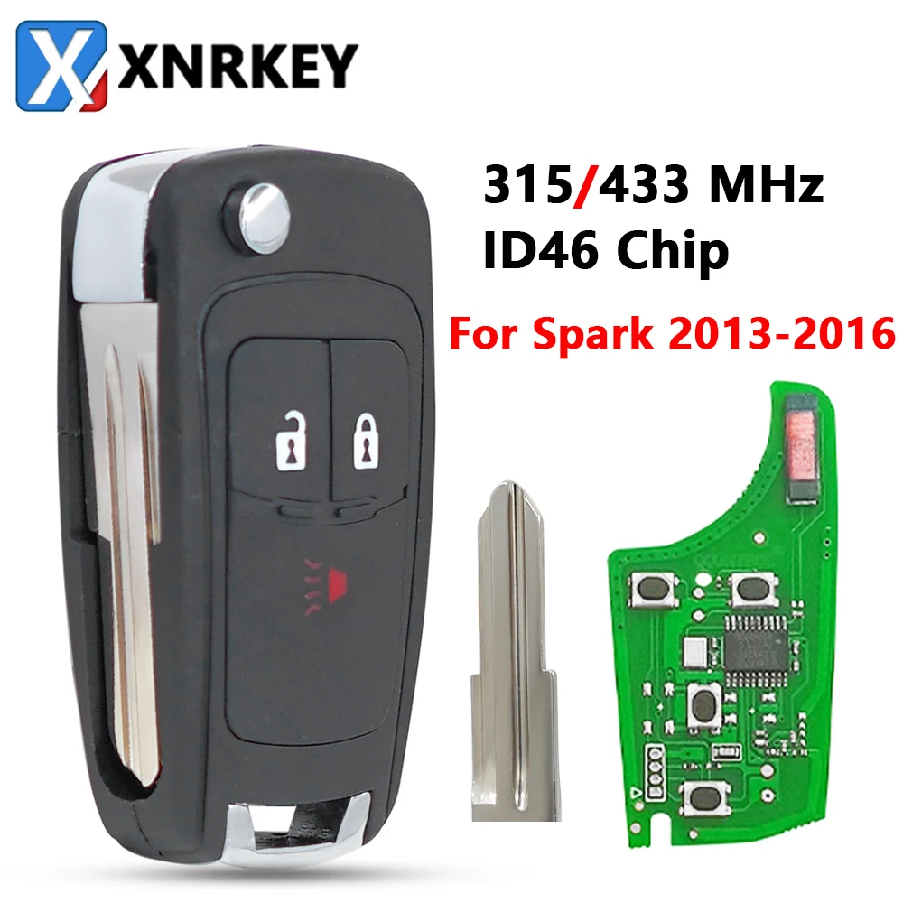 

XNRKEY 3-кнопочный Выкидной Складной автомобильный ключ ID46 чип 315/433 МГц для Chevrolet Spark 2013 2014 2015 2016 сменный дистанционный ключ