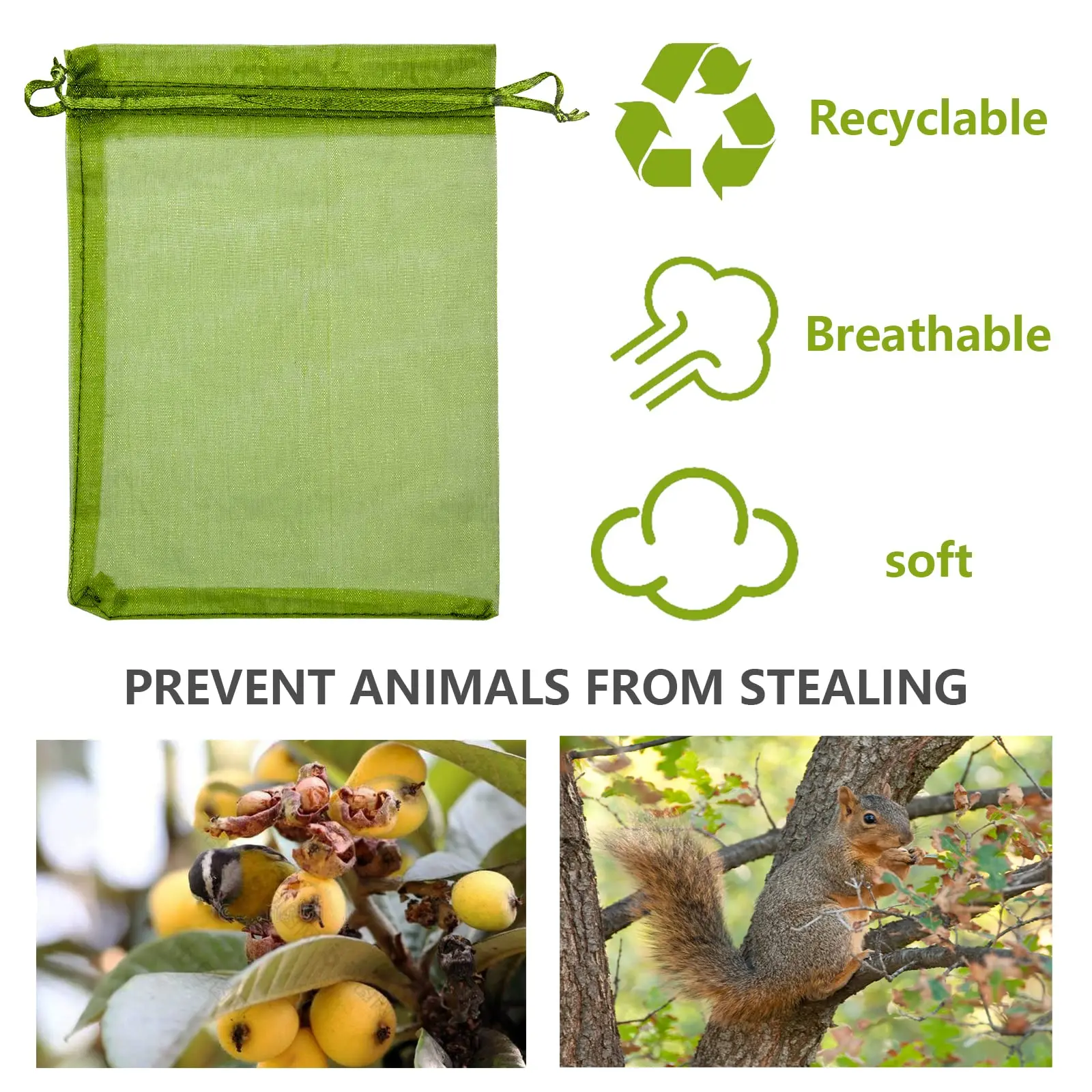 Description Picture 5 of item10-100pcs Plant Protection Bags Fruit Grow Bags Netting Mesh for Vegetable Strawberry Grapes Pest Control Anti-Bird Garden Tools
