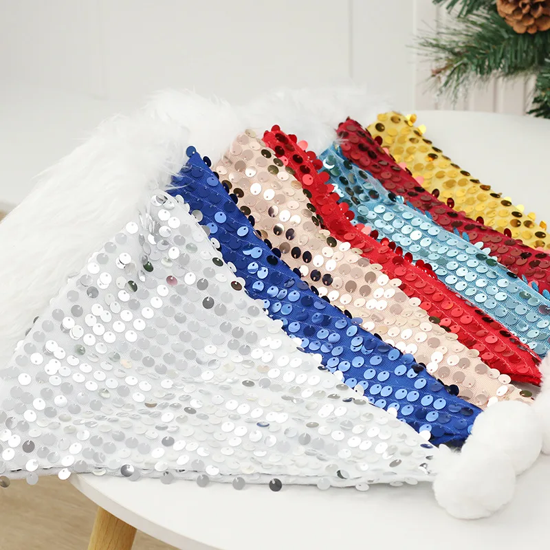 Christmas decorations high-end gold velvet sequins Santa Claus hats party ball hats