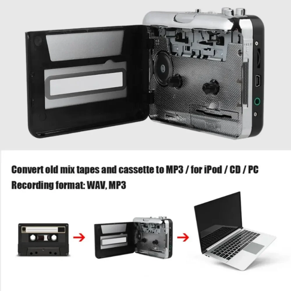 Lecteur Cassette Portable Multifonction MP3 CD Convertisseur USB Auto Reverse Sound Music Tape Player Compatible Avec XP, Vista Pour Ordinateurs Portables Et PC