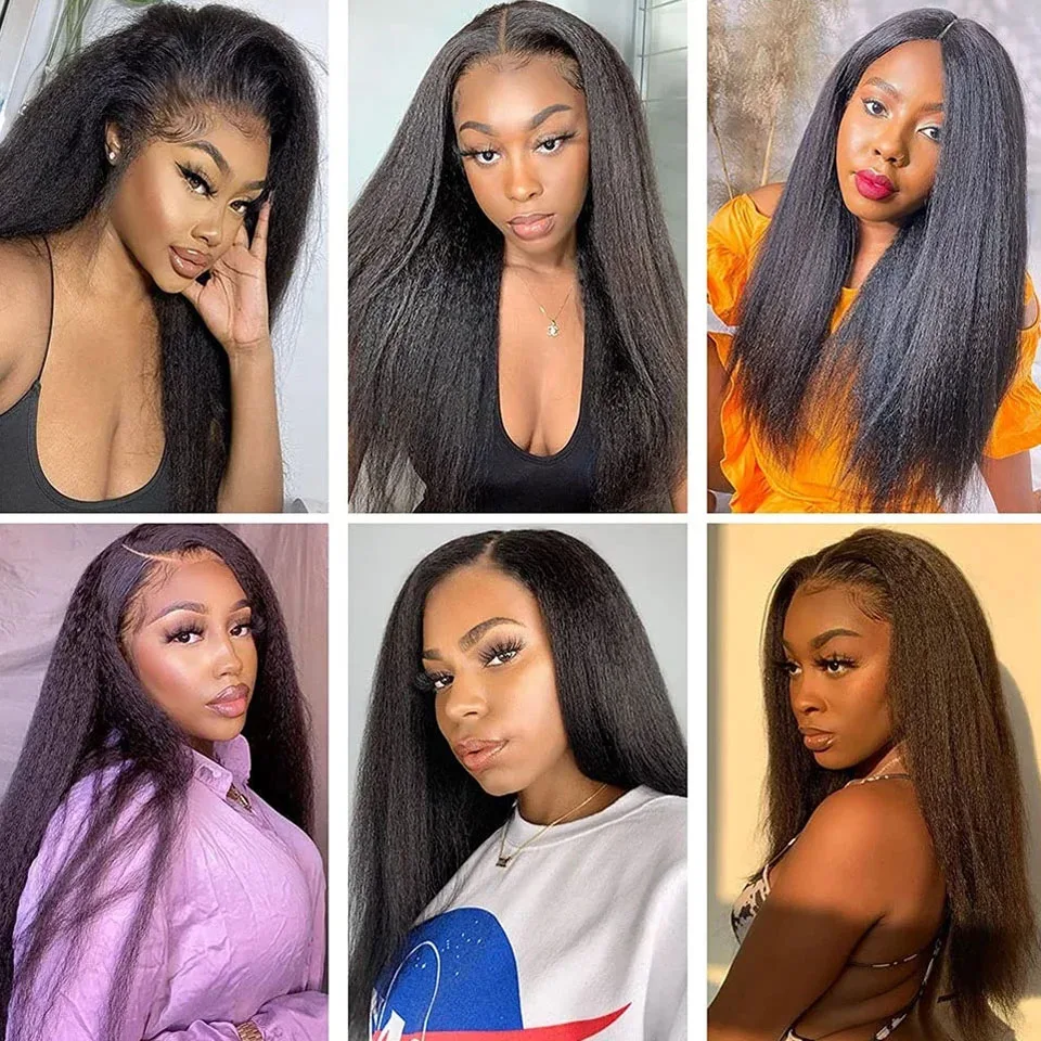 BINF Indisches Rohes Jungfräuliches Unbehandeltes Echthaar Kinky Straight Bundles mit Verschluss HD Transparent Lace Frontal und Yaki Straight – Detail 4