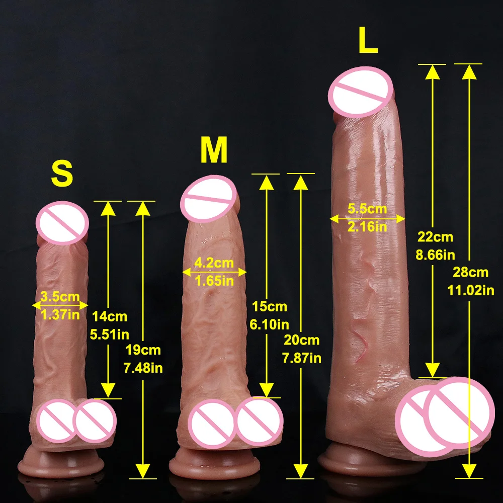 Female Sex Toys Soft Sexy Realistic Dildo Double Layer Silicone Suction Cup Anal Stimulator