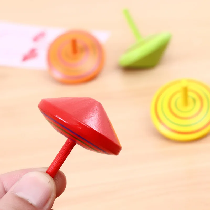 Colorful Stripe Wooden Gyro Toys for Boys Girls Birthday Gifts Funny Desktop Spinning Top Kids Adult Relief Stress Games 4Pcs spinning top toy battle top toy battle tops gyro toupie gyroscope toy