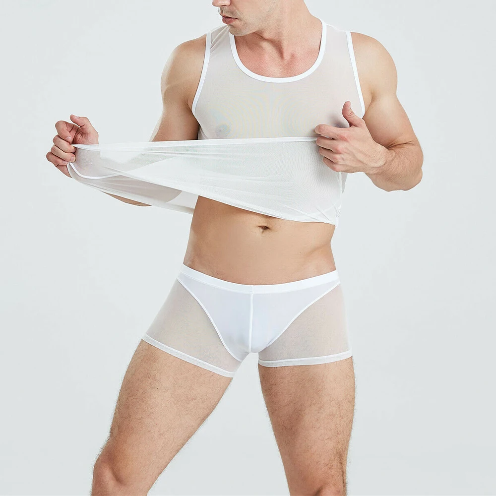 Business Casual Comfy Shirts Tops Beach Breathable Gym Mesh Muscle See-through Sheer Shirt String Vest Tank Tops