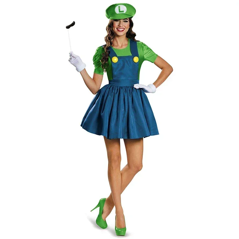 Halloween Costumes for Women Men Super Mario Brother Plumber Costume Purim Party Mardi Gras Fancy Dress