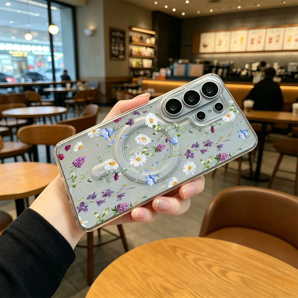 Small Flower Clear Phone Case with Magsafe Back Cover