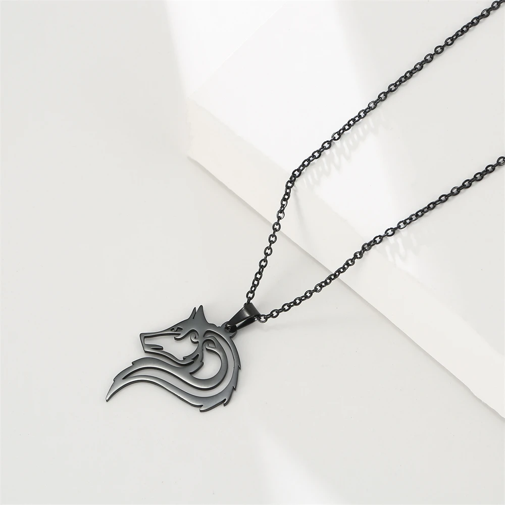Cazador Old Fenrir Wolf Collane con ciondolo per donne Uomini Coppia Collana in acciaio inossidabile Gioielli Regali di compleanno_voghion.com