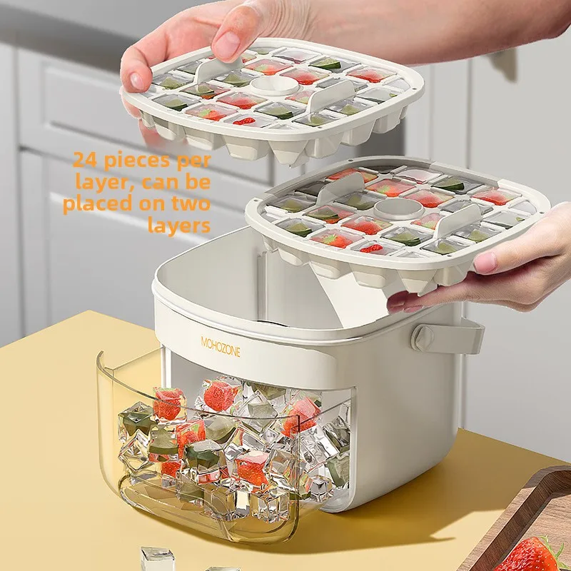 New Large Capacity DIY Household Food Grade Plastic Double-layer Ice Storage Barrel ice mold ice ball maker ice Ball Mold Tools sets 48 grid ice maker