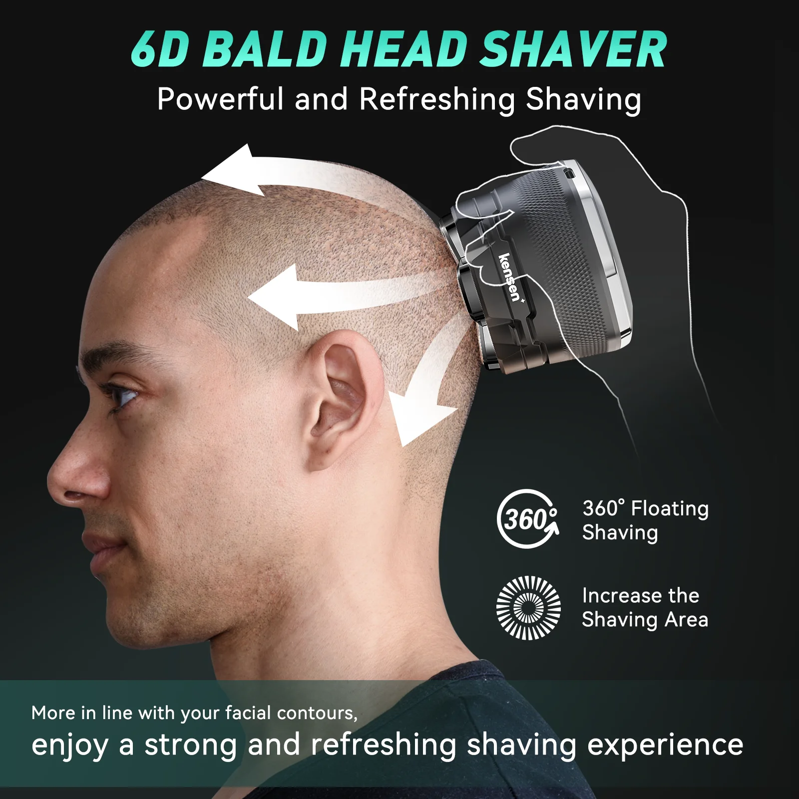 KENSEN Electric Head Shavers for Bald Men 6D Magnetic Razor Hair Trimmer USB Rechargeable LED Display Waterproof Beard Shavers 2
