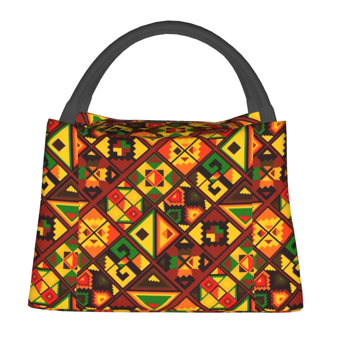 

Triangle Pattern Lunch Bag Geometric Stripe Art Kawaii Lunch Box Office Portable Thermal Tote Handbags Print Cooler Bag