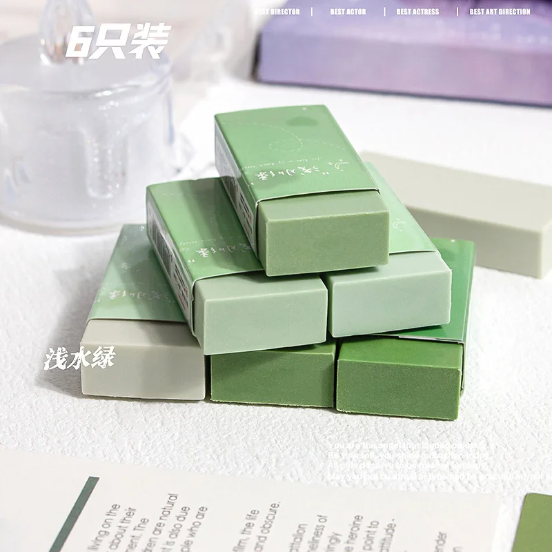 6 pz/set gomme da cancellare a colori sfumati semplicità gomme da cancellare a matita tinta unita per bambini ragazzo ragazza carino studente forniture ritorno a scuola - immagine 5