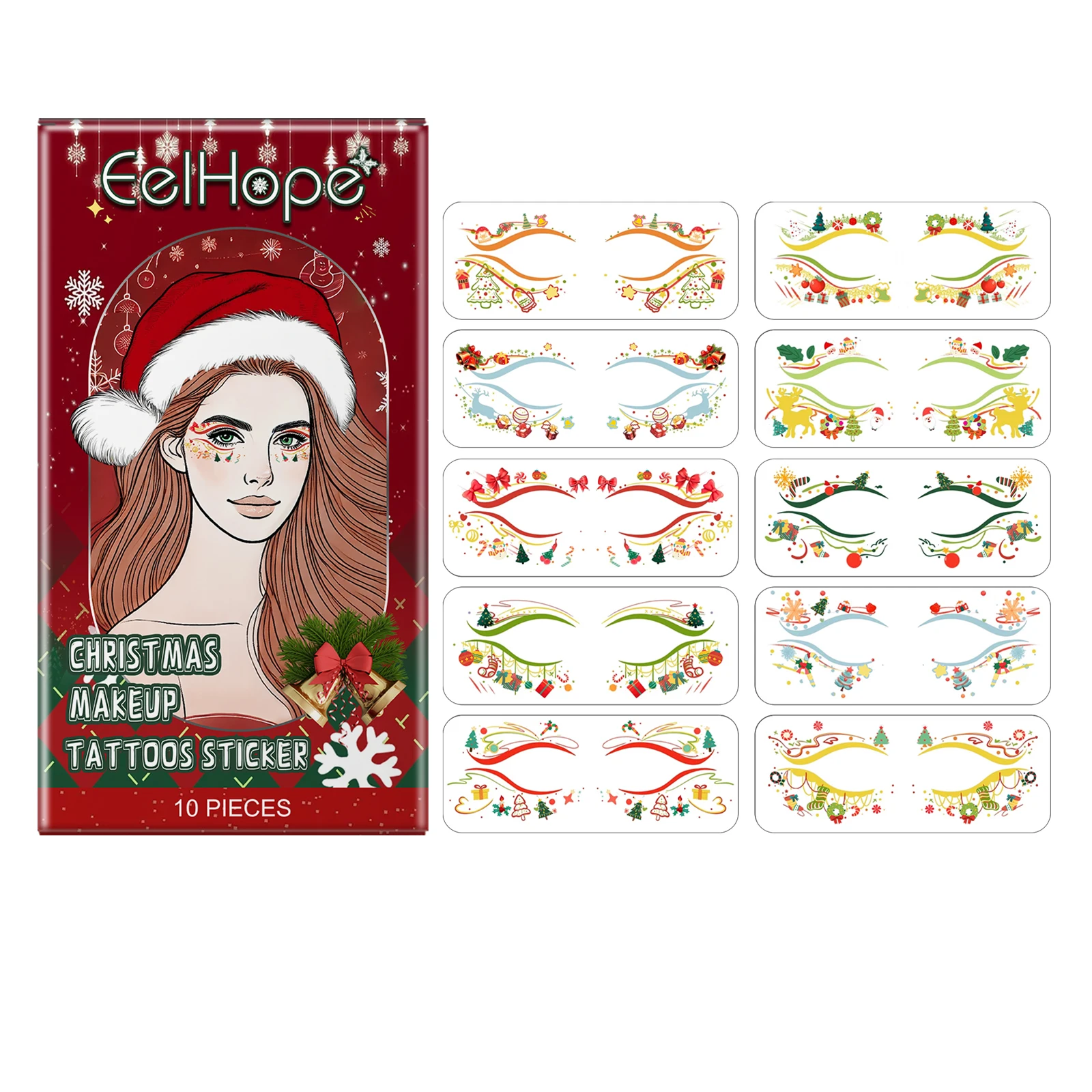 Christmas Face Stickers - Festive Sparkly Temporary Tattoos, Fun Effortless Holiday Makeup for Festive Christmas Look