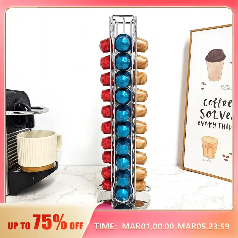 40Pcs Nespresso Capsule Pod Holder Stand Rack Display Capsule Di Caffè Placcatura Supporti In Metallo Nero Scaffali Girevoli Di Alta Qualità