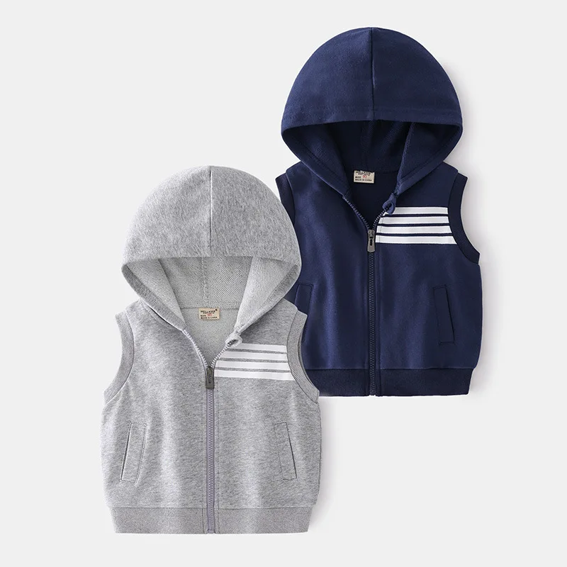 Striped Boys Waistcoat Toddler Sleeveless Hoodies Kids Vest Jacket Children's Clothes