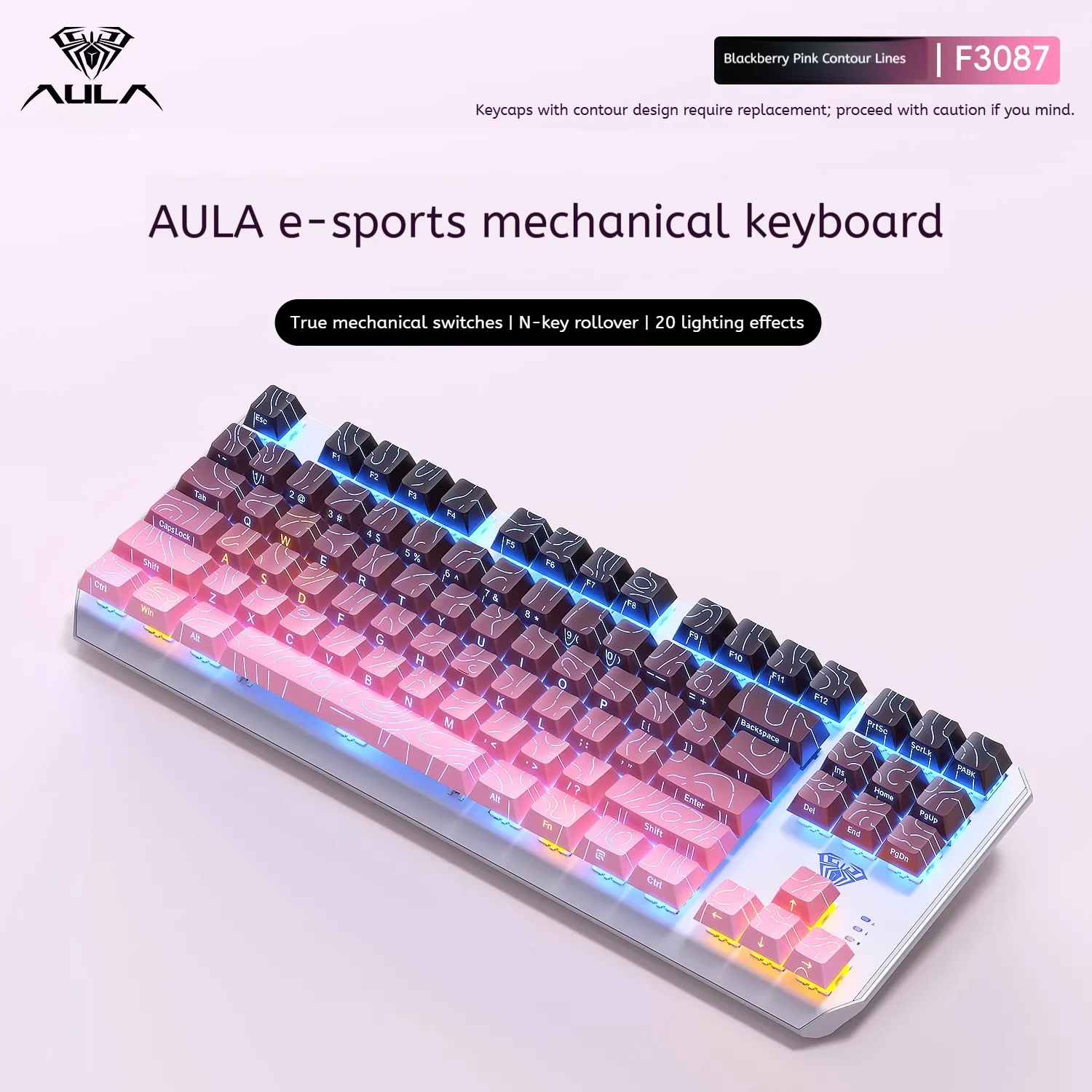 AULA F3087 Pro Mechanical Keyboard Backlight Wired Custom Full Key No ...