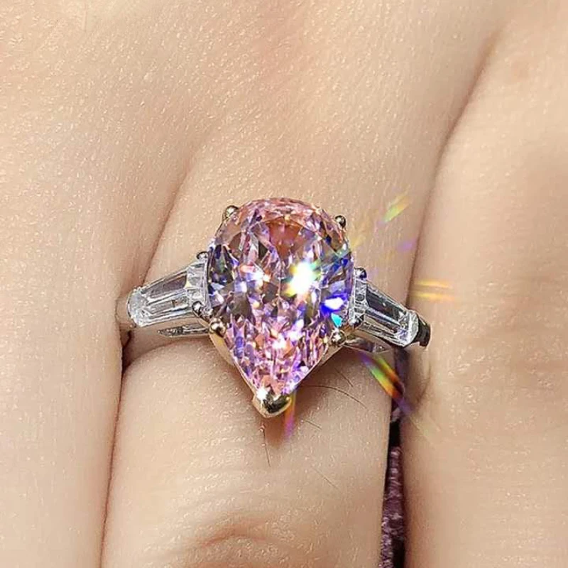 

Новое импортное циркониевое кольцо в европейском и американском стиле, имитация природного порошка, кристалл в форме капли воды, кольцо в форме груши