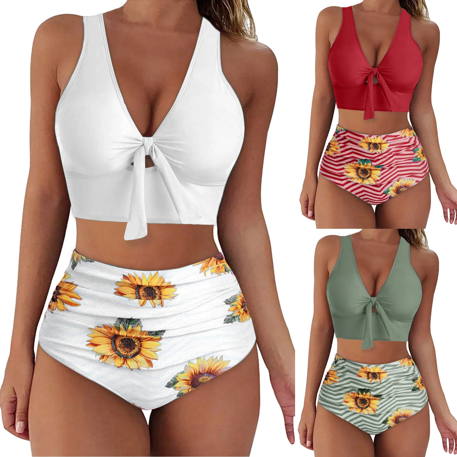 

2022 летний женский комплект Танкини с принтом и высокой талией, комплект бикини из двух предметов, купальник, женская пляжная одежда, купальник, купальный костюм