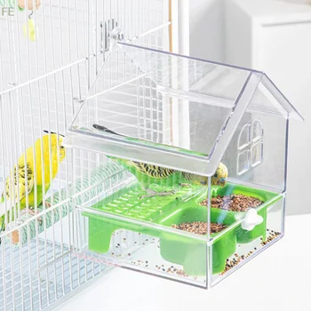 [F] Hanging Parrot Feeder Prevent Scattering Bird Feeding Bowl Multifunction Bird Bath Parakeets Bathtub Bird Cage Accessories 1
