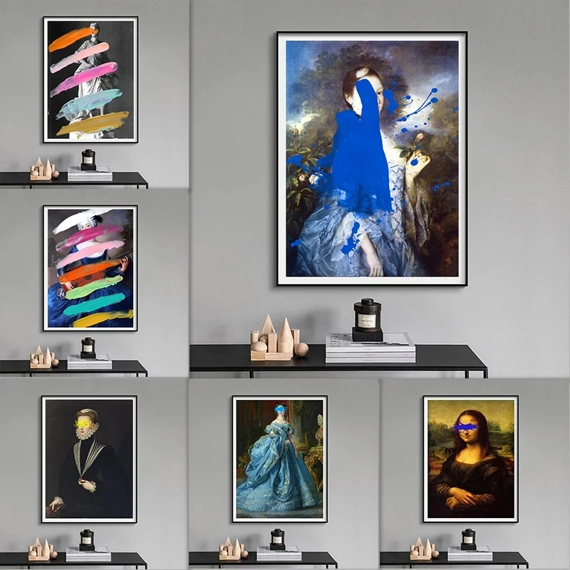 European Style Printed Vintage Graffiti Canvas Paintings Famous Wall