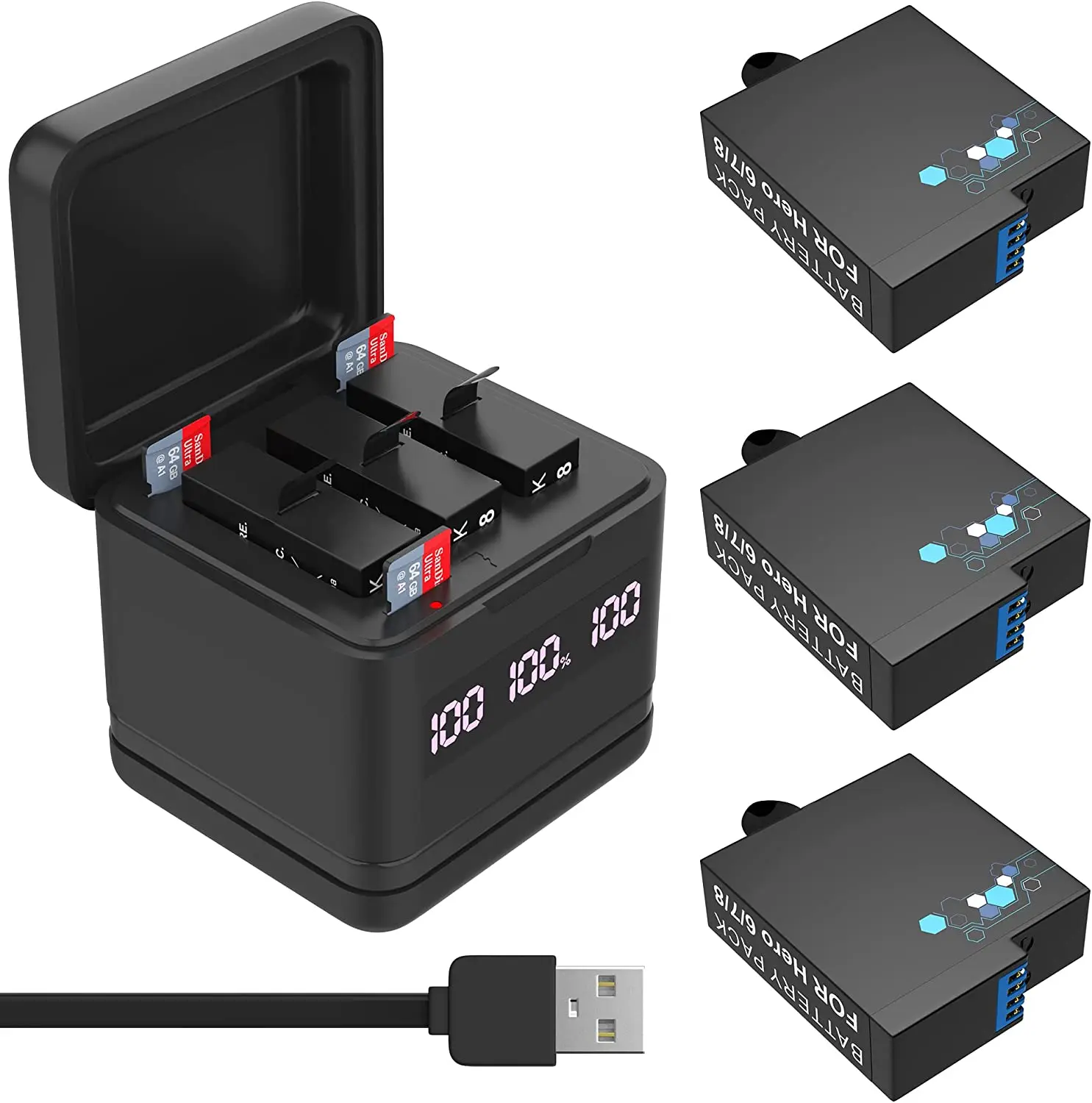 GoPro - GoPro　HERO8ブラック バッテリーチャージャー&amp;バッテリー5個+ Amazon | DOTTMON GoPro HERO 8 7 6 5 Black バッテリー