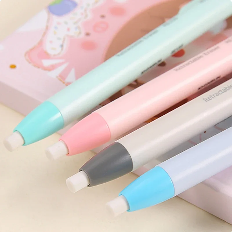 1+5pcs Pen Shape Press Type Pencil Eraser Replaceable Core Sketching Painting School Writing Erase Supplies Japanese Stationery pencil eraser eraser pen eraser refillable pen
