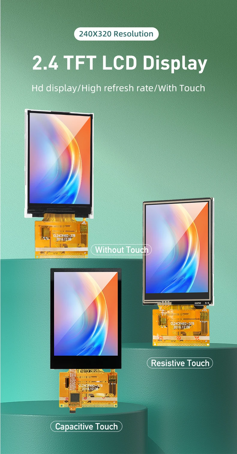 TFT LCD 터치 디스플레이 모듈, IPS 컬러 TN MCU 병렬 포트 I8080 37 핀 납땜 8/16 비트, ST7789V ILI9341 드라이버 칩, 2.4 인치