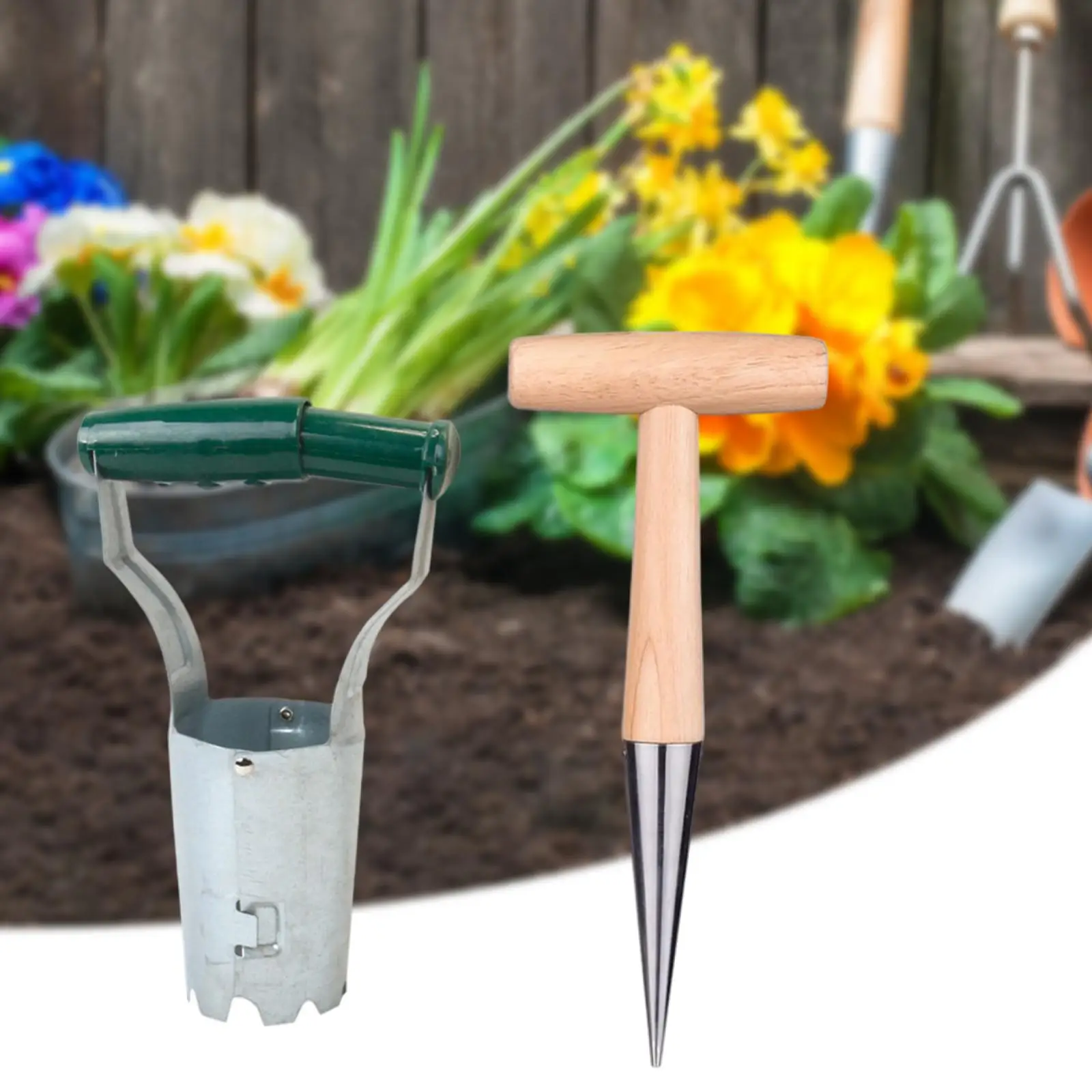 2x Garden Bulb Planter Tools Flower Bulb Planting Sowing Digging/Refilling Hole Seedling Remover Planting Seeds and Bulb Tools