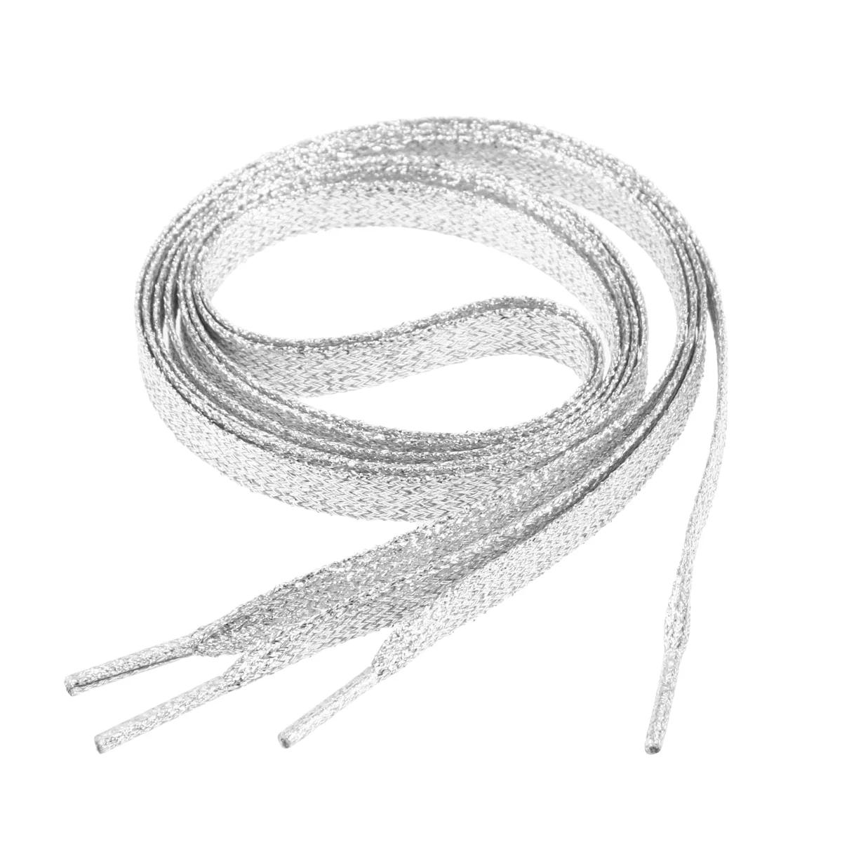 

1 Pair of 11m Flat Glitter ShoeLaces Colored Flat Shoestring Bootlaces for Shoes Sneakers (Silver)