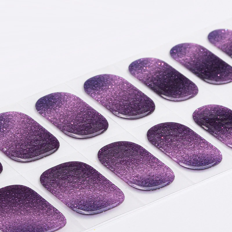 Semi-cured Gel Nail Sticker Full Cover Nail Decals Polish Gel Gradient Cat Eye Art Sticker Manicure UV Lamp Need