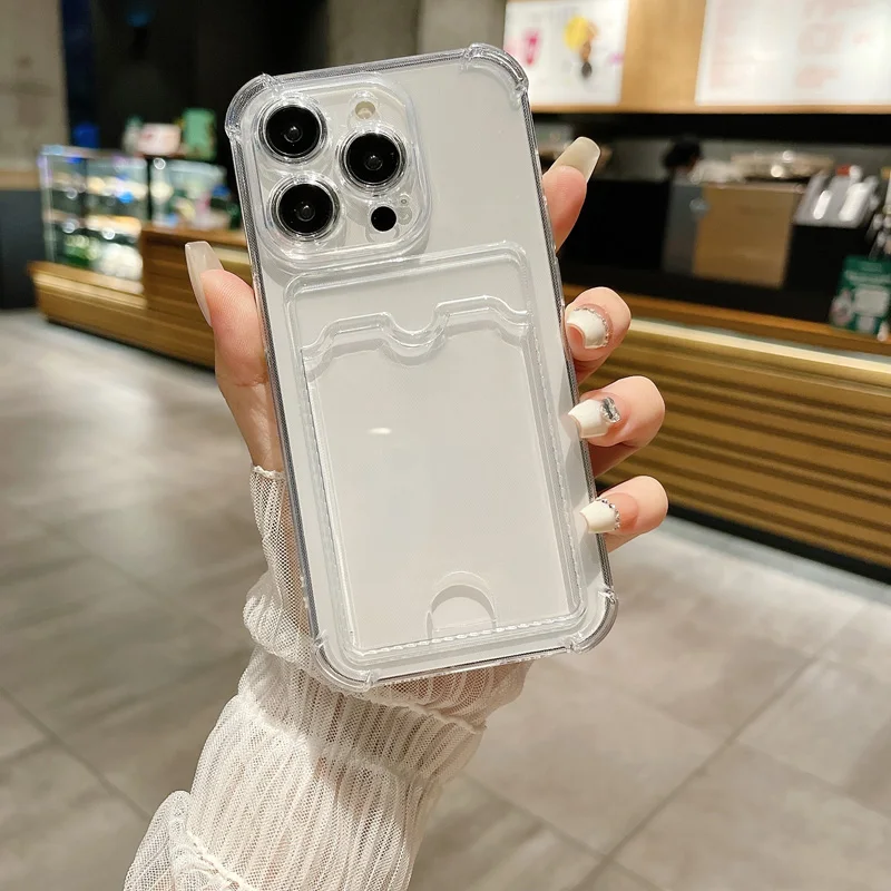 Carcasă moale și transparentă pentru iPhone 15 Plus 11 12 13 14 Pro X XR XS Max 13PRO, silicon TPU, rezistentă la șocuri, cu patru colțuri_voghion.com