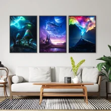 

Colors of Space Colorful Universe Wall Art Canvas Poster Home Decor for Living Room