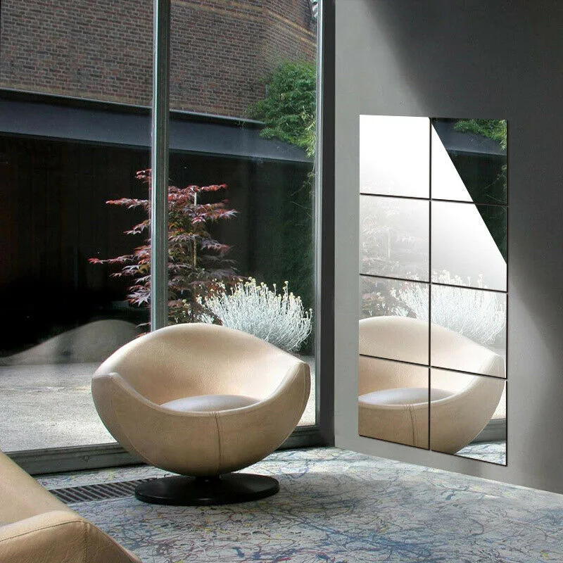 16pcs15cmMirrorTileWallStickerSquareAdhesiveRoomDecorStickOn