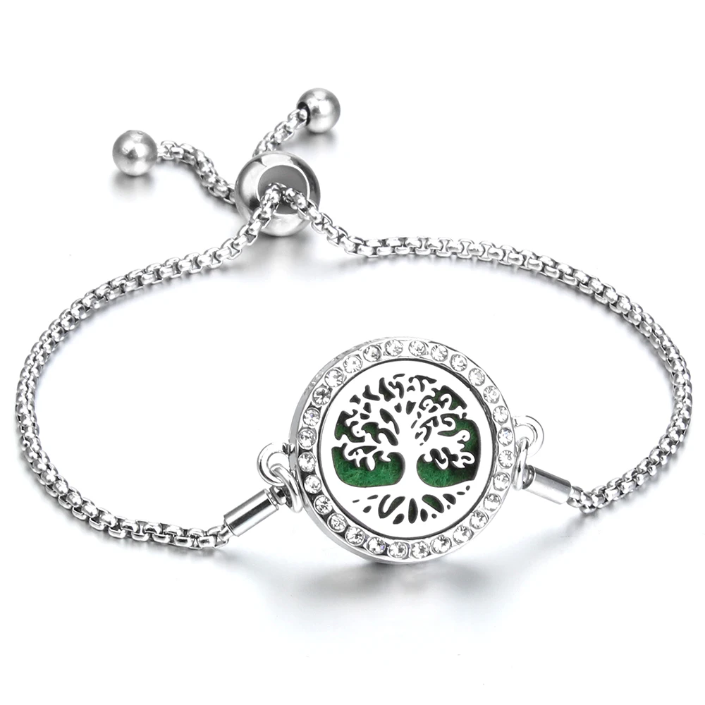 Aromatherapy Bracelet Jewelry Adjustable Chain Crystal Kaleidoscope Lotus Flower Aroma Perfume Essential Oil Diffuser Bracelets