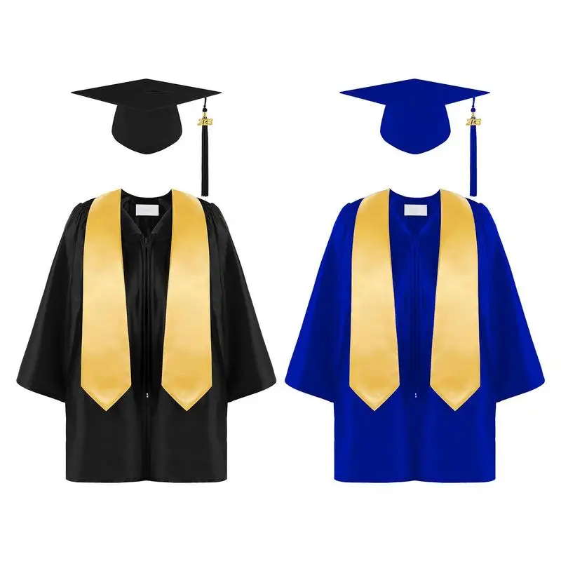 Kids Academic Dress School Uniforms Preschool Kindergarten Graduation Gown Shawl Tassel Hat Set for Children