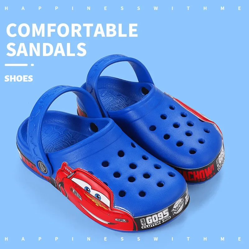 Disney Summer Sandals Kid Boy Girl Cartoon Iron Man Mcqueen Toy Story Buzz Woody Children Slippers Garden Eva Hollow Beach Shoes