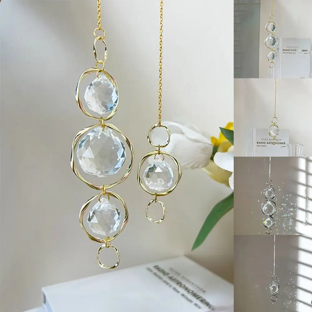 Crystal Glass Sun Catcher Accessories Curtains Embellishment Rainbow Prisms Pendant Hanging Decoration Gold Silver Drop Ornament