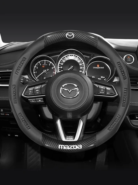 For Mazda 3 5 6 SKYACTIV Axela Atenza CX30 CX5 CX8 CX9 MX5 RX8 RX7 BT50 Carbon fiber Leathe Car Steering Wheel Cover Accessories 3
