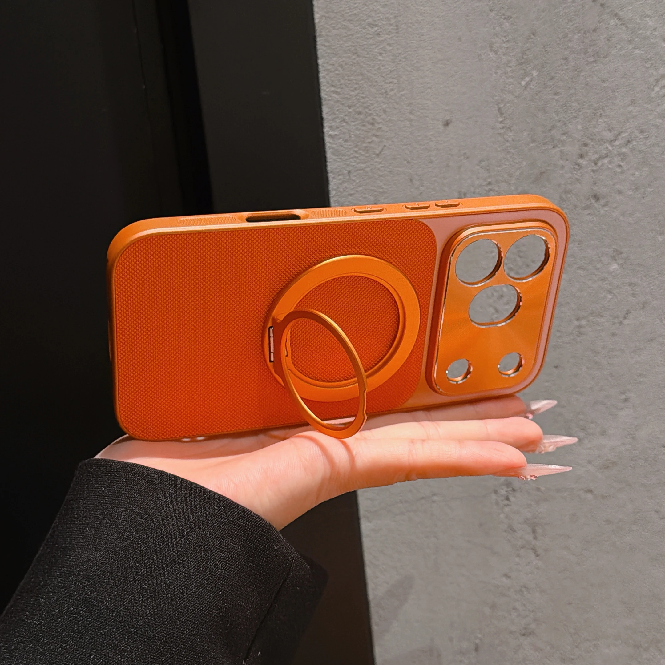 Luxury Vegan Leather Magnetic Stand Phone Case - Premium Protection with Scrub Finish
