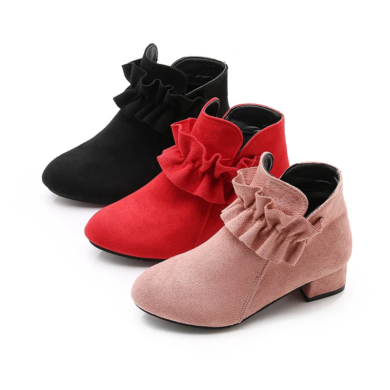 

Autumn Children's Solid Color High Heel Non slip Single Boot Girls' Fashion Wedding Etiquette Casual Performance Shoes