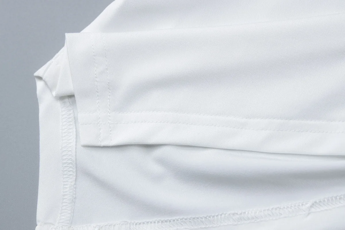 White Mesh Cropped Top Pullover For Women Patchwork Long Sleeve Skinny Irregular Ruched Fashion T-Shirts Women's Y2k Top