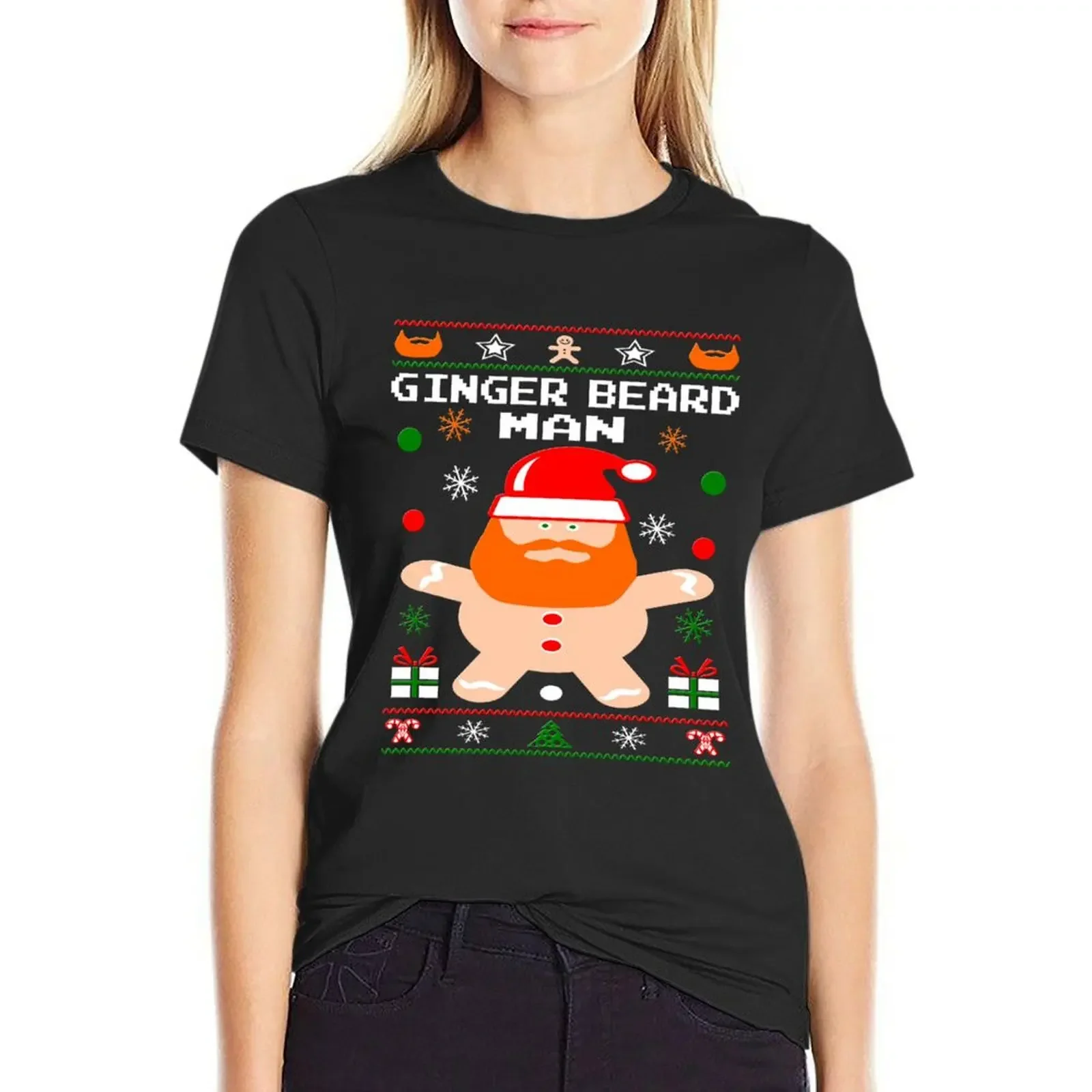 

Ginger Beard Man Christmas T-Shirt Short sleeve tee tops tees t shirts for Women graphic