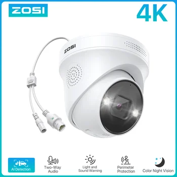 ZOSI 4K PoE IP Camera H.265+ 8MP 5MP HDR Add-on Camera AI Human Detect 100ft Night Vision IP66 Outdoor Video Surveillance Camera 1