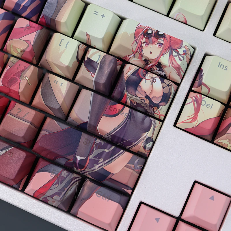 Teclas Conjunto Azur Lane Uss Bremerton Keycap Pbt Dye Sub Backlit Keycaps Anime Gaming Key Caps para Ansi 61 87 104 108 Teclados 108 - Imagem 3