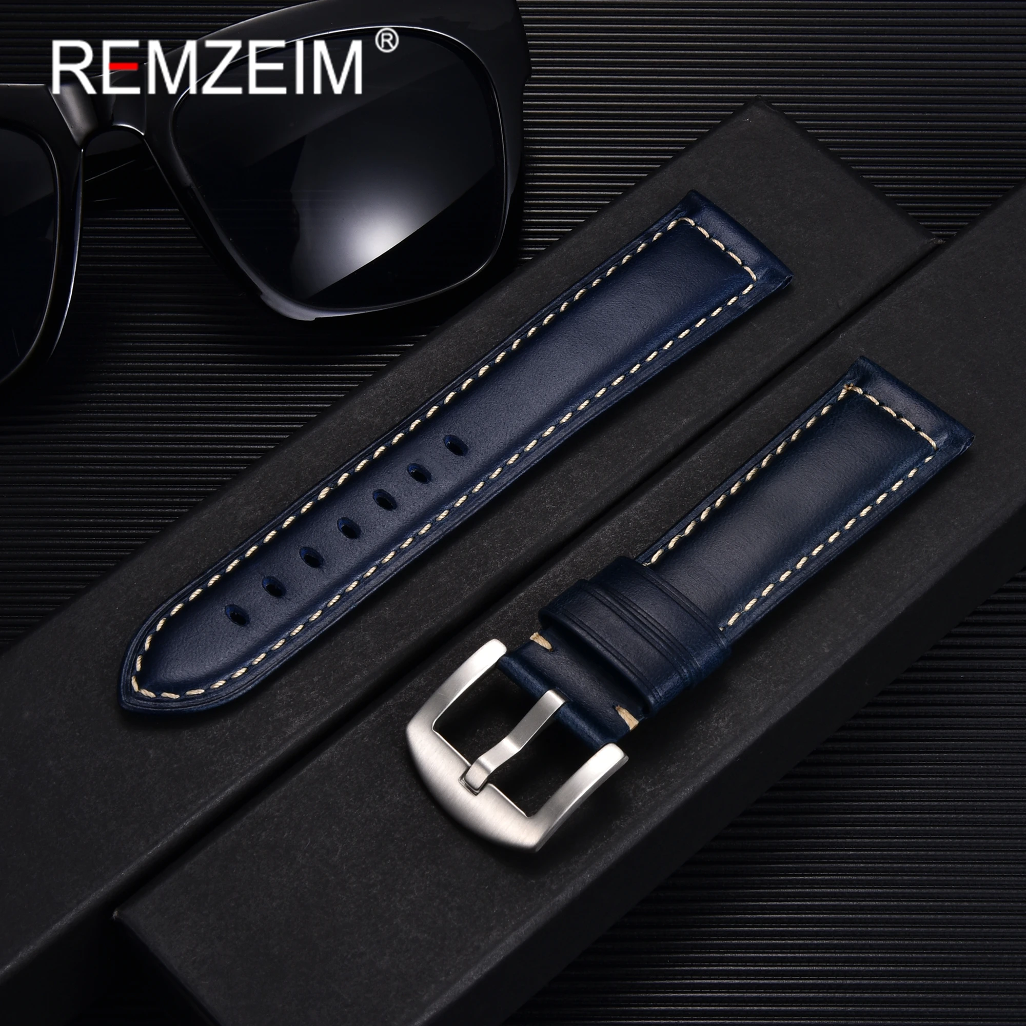 Premium Genuine Leather Vintage Watchband - Oil Waxed Blue, Brown, Black Straps