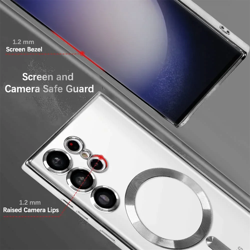 Luxury Transparent Plating Phone Case with MagSafe Magnetic Protection