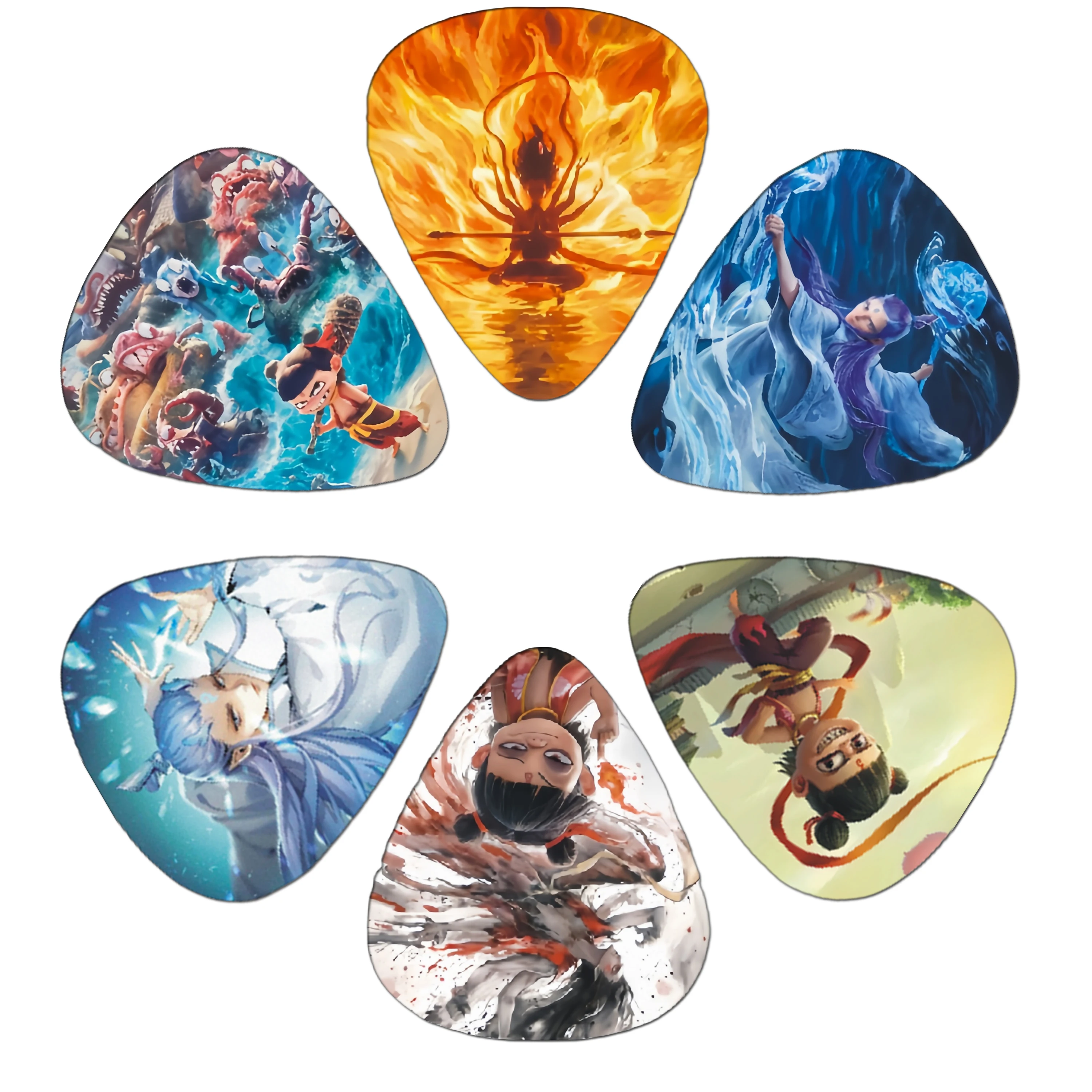 12-Piece / Set Nezha 2 Themed Multicolor Guitar Picks Set-ABS Material for Electric/Acoustic Guitar and Bass Accessories