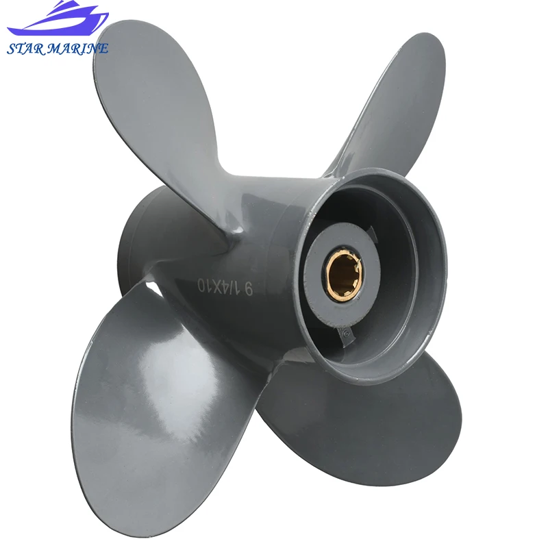 Propeller 4 Blade 9 1/4X10 for Honda Yamaha Outboard Motor BF8D BF9.9D BF9.9 BF15A BF15D BF20 8 Splines 58134-ZV4-010AH
